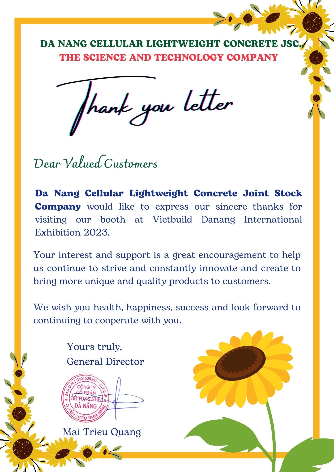 THANK YOU LETTER
